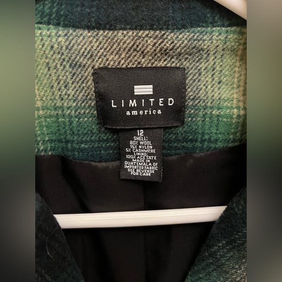 Vintage Plaid Wool Cashmere Limited America Women’s Two Button Blazer Size 12 - Picture 3 of 3